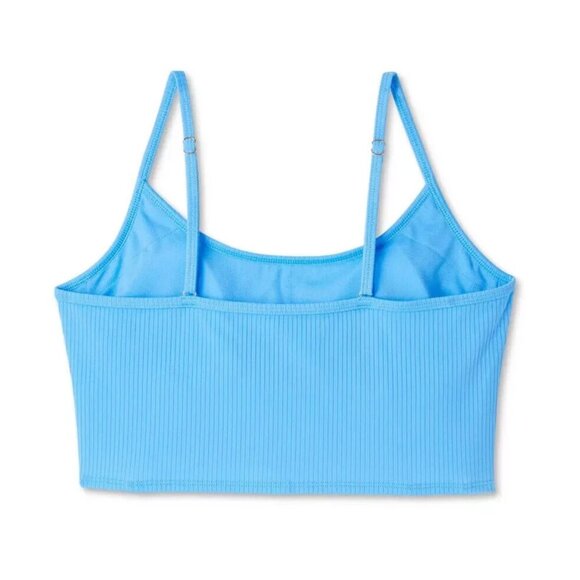 Wild Fable Blue Ribbed Longline Bralette Bikini Top - Picture 2 of 4